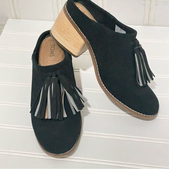 TOMS Black Leila Slip On Heeled Mule 609 - Picture 2 of 10